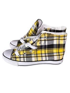 Collection O Yellow Black Plaid High-Top Sneakers